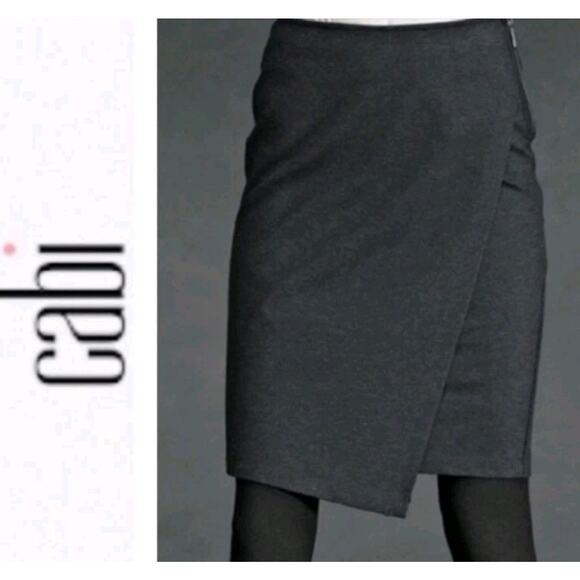NWOT Cabi charcoal gray asymmetrical short ponte knit skirt - Picture 1 of 7